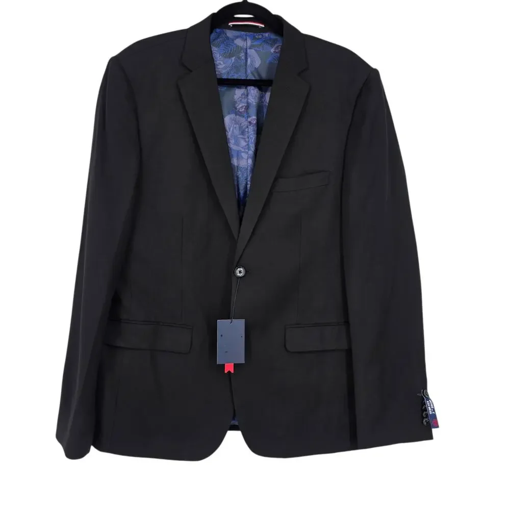 NWT Soul Of London Black Essential Slim Fit Single Breasted Blazer Jacket Sz 46